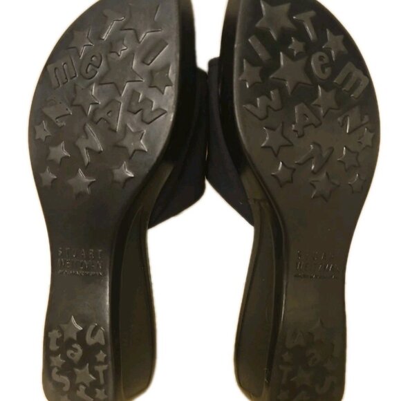 Stuart Weitzman Black Platform Wedge Leather-Lined Sandals, Womens Size 8 M - Picture 7 of 9